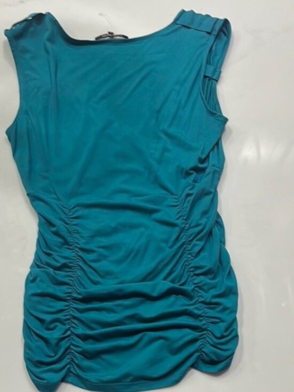 Nanette Lepore Teal Ruched Surplice Top M - Picture 6 of 6